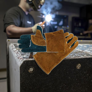 Guantes DE TRABAJO resistentes al desgarro de 7 oz 16 PULGADAS de cuero de vaca de doble seguridad de diseño personalizado para protección de soldadura de construcción industrial - Product Image 6