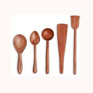 Cuillère en bois avec conception simple trou suspendu poignée d'extrémité ensemble de cuillères ensembles de couverts spatule en bois ensembles de louche - Product Image 1