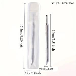 Pousse-cuticules double tête en acier inoxydable, outil de préparation pour l'exfoliation, éliminateur de peaux mortes, spatule biseautée circulaire, stylo de manucure - Product Image 3