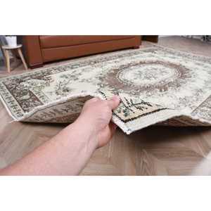 Turkish Large Rug, 5.8x9.2 ft Vintage Rug, <b>Brown</b> Bordered <b>Wool</b> Rug - Product Image 4