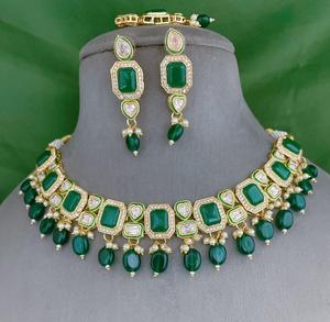 Fashionable Premium Quality Brass <b>Gold</b> Plated Moissanite Necklace <b>Set</b> with <b>Earrings</b> for Party & Wedding Wear Women - Product Image 1