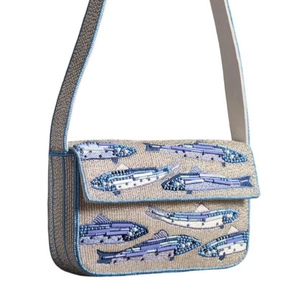 Bolso con cuentas multicolor con asa, bolso de mano, bolso de mano informal, artesanía india, hecho a mano, bolso Baguette, - Product Image 1