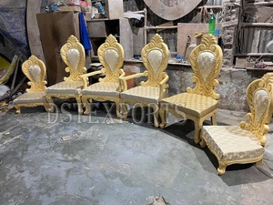 Mariage hindou de luxe Ensemble de chaises Mandap hindou meilleure qualité Ensemble de chaises Vidhi de mariage sculptées en bois blanc doré Fabricants USA - Product Image 3