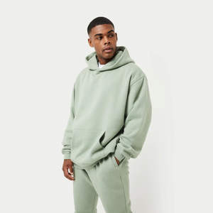 Hot Selling <b>Green</b> Color Winter <b>Hoodies</b> For <b>Men</b> 100% Cotton Fabric Drop Shoulder Long Sleeve Pullover <b>Men's</b> <b>Hoodies</b> & Sweatshirts - Product Image 1
