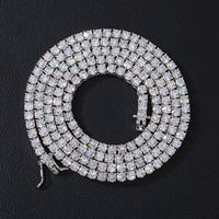 Collier Chaîne Tennis Dada en Moissanite Taille Brillant Effet Glacé, Plaqué Or 18K et Argent, Certifié IGI, Style Hip Hop, Vente en Gros