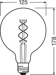 Lámpara de globo de cristal LED en espiral Osram E27 4W 2000K vintage de 1906 (4058075092136) - Product Image 6