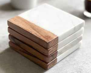 Dessous de verre élégants en or et marbre naturel Dessous de verre élégants en laiton Dessous de verre en pierre à plateau en gros pour la maison et les tapis de table - Product Image 4