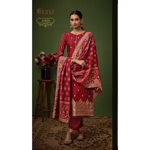 Vente chaude fantaisie tendance indien traditionnel Jacquard soie Salwar Kameez avec travail imprimé au taux le plus bas fournisseur indien - Product Image 1
