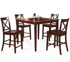 The 5-pieces exquisite style counter height dining table set room with 4 chairs both efficiency and elegance(Espresso)