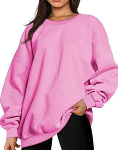 Sudadera de Cuello Alto de Felpa de Algodón para Mujer, Talla Grande, Moda de Invierno, Color Sólido, Personalizable, Suministro al por Mayor, Poliéster/Algodón - Product Image 3