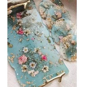 Best Design Customized Eco-Friendly Durable 1.5cm Thick Modern Resin Chopping Board Metal Handles 6 <b>Matching</b> Luxurious Coasters - Product Image 3