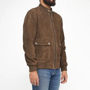 New Design <b>Men's</b> Vintage Sheep Skin <b>Suede</b> Leather Denim Bomber <b>Jacket</b> Front Double Pocket Waterproof Winter - Product Image 4