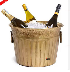 silver finished <b>metal</b> stainless steel eco friendly wine chiller for hotel restaurant and bar - Product Image 5