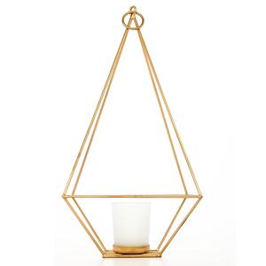 Bougeoir avec cadre en fil de métal Décoration d'éclairage pilier Poignée portable Décoration intérieure Décorative Design moderne Bougeoirs en or rose - Product Image 3