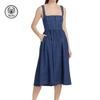 Robe en jean décontractée et tendance pour femme, style boutique western sans manches, sur mesure pour l'été, vente en gros