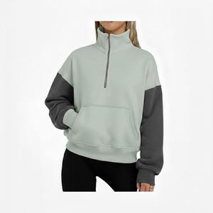 Pull col roulé en polaire respirant et coupe-vent pour femme, personnalisable, couleur unie, manches longues, style streetwear, avec badge – Vente en gros - Product Image 2