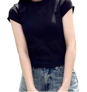 Camiseta corta personalizada, Tops cortos de manga corta para mujer, Top corto liso con logotipo personalizado, Camisetas básicas ajustadas, Tops cortos - Product Image 6