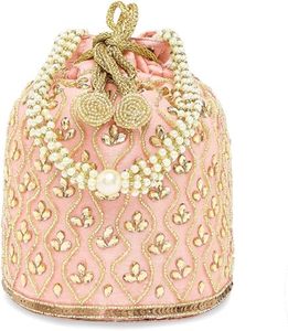 Top Modern Fancy Potli Purse With Golden Embroidery Handmade Woman <b>Wristlet</b> Ethnic Potli Batwa Purse - Product Image 4