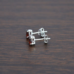 Trendy 925 Sterling Silver Stud <b>Earrings</b> Oval Cut Red <b>Garnet</b> Gemstone for Wedding Anniversary Party-Women's Jewelry Supplier - Product Image 2