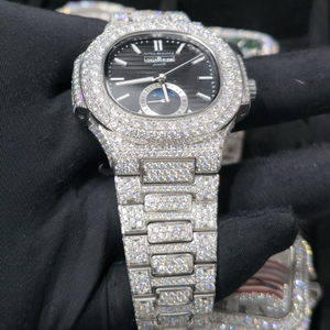 นาฬิกาข้อมืออัตโนมัติสุดหรูสำหรับผู้ชาย Ritzin สไตล์ฮิปฮอป ประดับเพชรทรงกลมบนตัวเรือนชุบทองคำขาว ของขวัญวันครบรอบ - Product Image 5