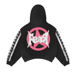 Chándal Unisex de Invierno con Estampado Vintage, Lavado Ácido, Apliques Bordados y Pedrería - Product Image 3