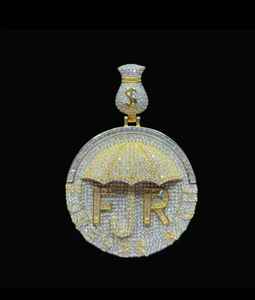 Iced out Forever Rich diseño único Moissanite diamante colgante paraguas dinero bolsa fianza carta 925 plata esterlina - Product Image 3