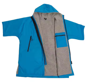 Kids Short Sleeve <b>Waterproof</b> Surf Poncho Long Coat with Hood Towel Plain Style <b>Change</b> <b>Robe</b> for Surfing - Product Image 2