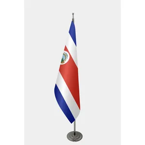 Drapeau de Costa Rica officiel pour intérieur, en satin et nylon, impression numérique, pour affichage automobile, mât en aluminium, plusieurs modèles disponibles - Product Image 1