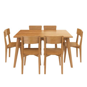 ชุดโต๊ะอาหารพร้อมเก้าอี้ 1 ชุด ทำจากโครงไม้สักแท้ พร้อมสีไม้ธรรมชาติ สำหรับใช้ภายในและภายนอกอาคาร - Product Image 4