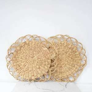 Modern Boho Woven Seagrass Placemat <b>Round</b> Dining <b>Tablemat</b> and Coasters Natural Rattan with New Style for Home Use - Product Image 1