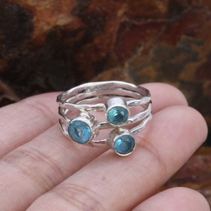 925แหวนเงินแท้สีฟ้าบุษราคัมสาวทำด้วยมือแหวนแข็ง925สเตอริงเงินอัญมณีเครื่องประดับแหวนธรรมชาติ - Product Image 2