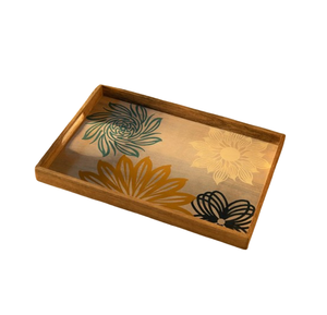 Rectangle en bois de Sesham Plateau à café en bois Conception marron Gravure et poignées de maintien Table Cuisine Décor Plateau - Product Image 1