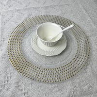 Assiettes de présentation en plastique transparent de 13 pouces avec bord doré personnalisé, réutilisables, robustes, pour événements, dîners, mariages et banquets