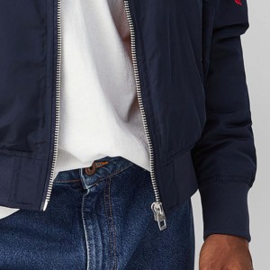 Vente en gros personnalisé pour hommes grande taille polyester satin bombardier veste d'hiver col montant imperméable coupe-vent devant garçons - Product Image 3