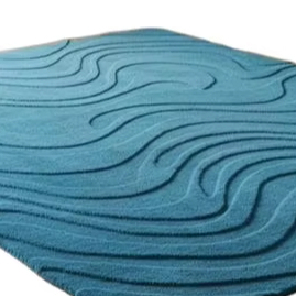 พรมขนสัตว์ทอมือแบบทันสมัยลายคลื่นพรมปูพื้นสีฟ้าพื้นผิว3D qua พรมร่วมสมัยสำหรับห้องนั่งเล่นและห้องนอน - Product Image 2