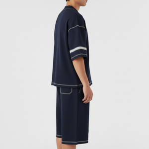 เสื้อยืดผู้ชายทรงปกติแฟชั่นใหม่ ชุดเสื้อยืดคอกลมแขนสั้นทรงหลวม 100% ผ้าฝ้าย 2 ชิ้น สไตล์สตรีทแวร์ สีพื้น - Product Image 5