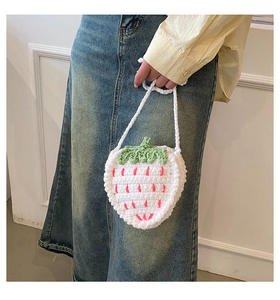 Crochet Cotton Strawberry Shape Hand-knitted Fashion Single Handle Coin <b>Purse</b> for Children Cute Christmas & Birthday Gift - Product Image 6