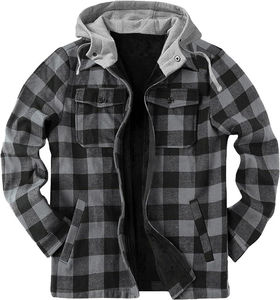 Wholesale Men's Casual Style Flannel <b>Jackets</b> Plaid Cotton Soft Coat with <b>Hood</b> Fleece Lined Breathable <b>Jacket</b> <b>for</b> Man, Man <b>Jacket</b> - Product Image 1