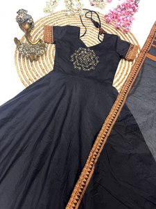 Styles 2 Color Pure Cotton Fabric O Neck Style Huge Flair Pattern Anarkali Dress / Salwar Kameez / <b>Kurti</b> At Reasonable Price - Product Image 6