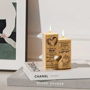 Heart Interlocking Wooden Candle Holder for Mum, Romantic Wood <b>Tealight</b> Candle Holder Stand for Mother's Day Birthday Gift - Product Image 6