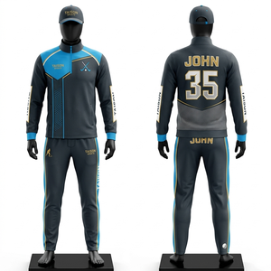 Survêtement d'entraînement de hockey sur gazon pour hommes, 280 GSM, polyester interlock, design à panneaux bleu marine, royal et or, logo personnalisé par transfert thermique - Product Image 4