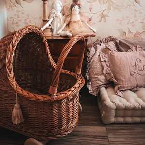 Poussette pour bébé en rotin naturel en osier-Fabriqué à la main avec amour pour un landau sûr et esthétique - Product Image 3