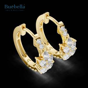 Boucles d'oreilles en forme de feuille de Bali en argent sterling 925 personnalisées avec accessoire de bijoux en diamant élégant en diamant rond - Product Image 3