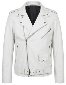 Men's Classic Real <b>Leather</b> Biker <b>Jacket</b> Genuine Cowhide Slim Fit Motorcycle Outerwear Asymmetric Zip Belted Coat Custom Colors - Product Image 1