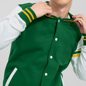 Veste de baseball universitaire en laine de style streetwear pour homme avec patchs en chenille et manches en cuir, prix d'usine - Product Image 6