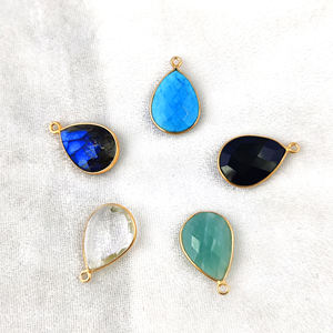 Pendentif en pierre précieuse Labradorite bleue 18x13mm en forme de poire coupe à facettes ensemble de lunette en argent Sterling 925 or Vermeil breloques fines fêtes - Product Image 5