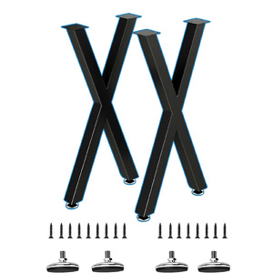 Pieds de table en forme de X en métal noir 27 "H x 17" W avec pieds réglables Lot de 2 pour bureau, banc ou table à manger - Product Image 2