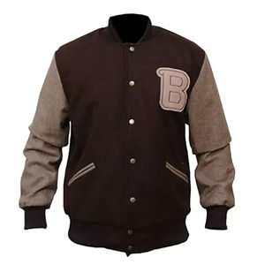 2025 Custom New Men's Winter <b>Patchwork</b> Woolen Baseball Varsity Bomber <b>Jacket</b> with Stand Collar and Embroidery - Product Image 2