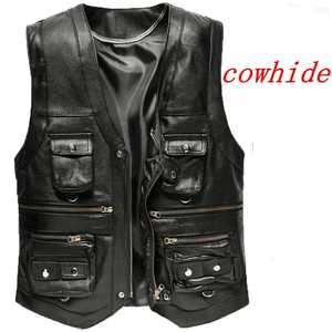 Gilet de motard sans manches en cuir pour homme avec fermeture à boutons en corne, écologique et coupe-vent, fabrication en usine - Product Image 5
