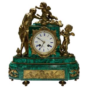 Malachite Desktop <strong>Clock</strong> Gold Plated Metal Crystal Wood for Home Decor Interior Awards <strong>Welcome</strong> Gifts Modern Stylish - Product Image 2